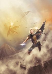 Fantasy ilustrácia - Scéna s drakmi (2019)